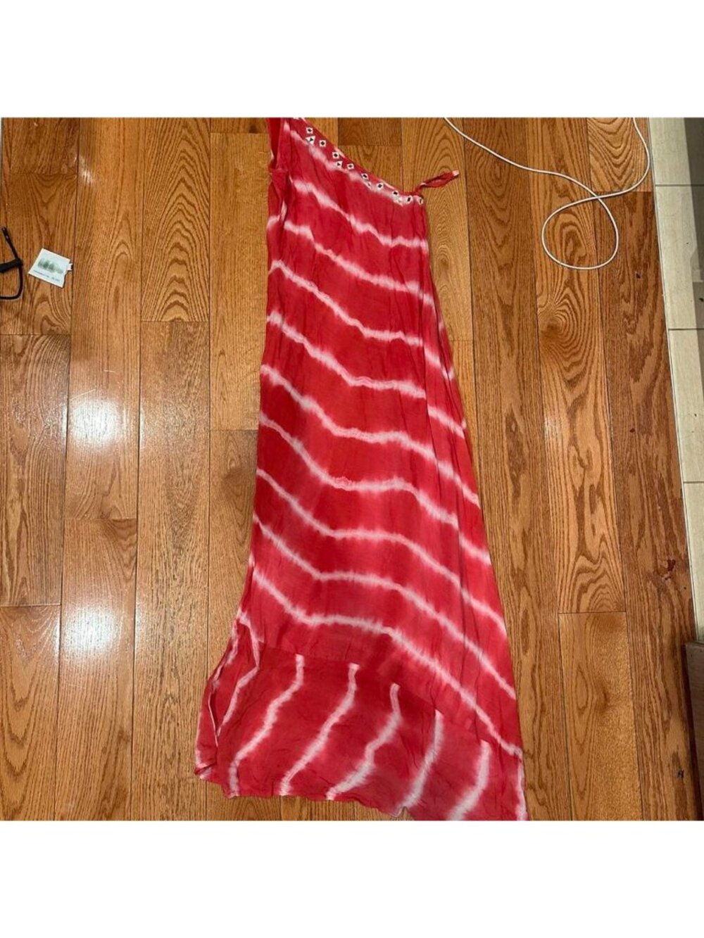 Red Tie Dye Maxi Dress With